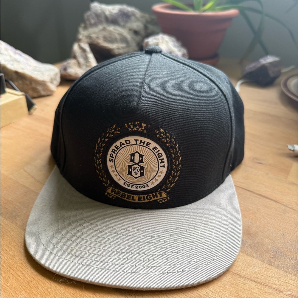 Rebel8 Snapback Hat Black & Grey – “Spread the Eight” Logo Cap